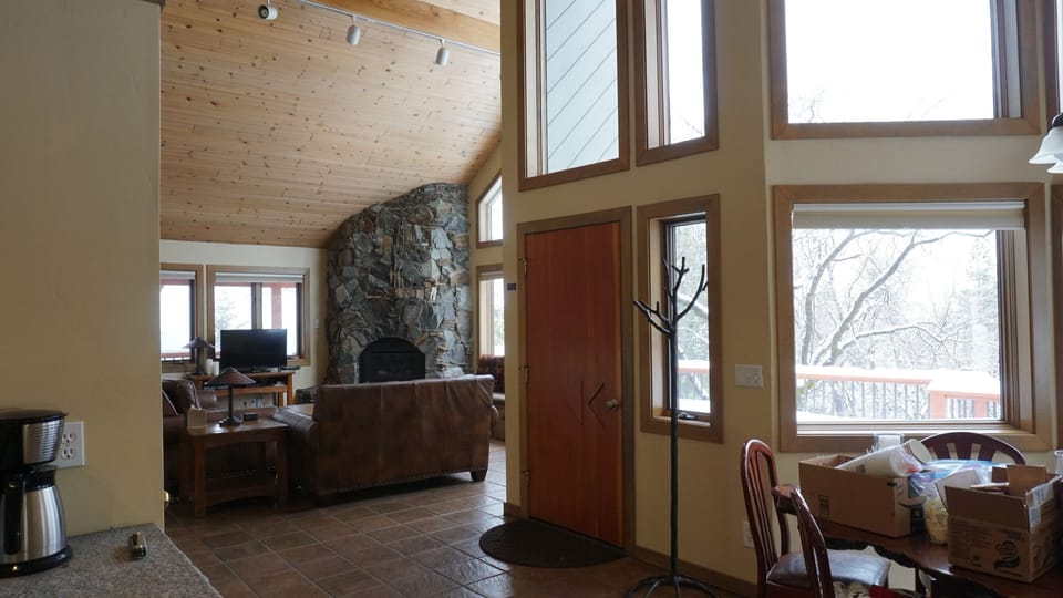 Looking into the living room from the dining area