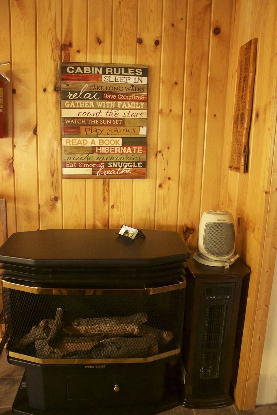 gas heater in cabin