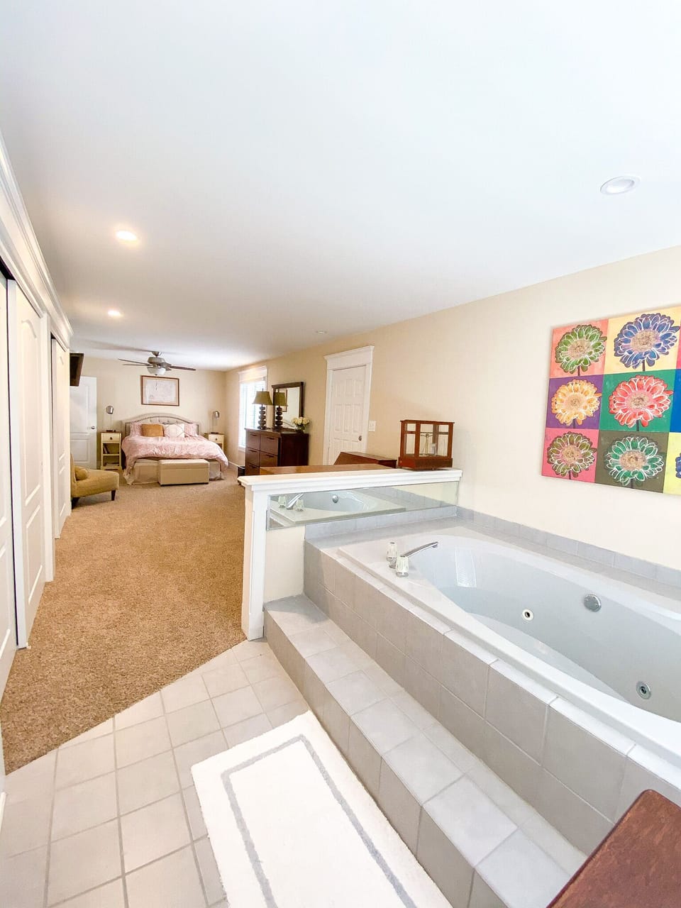 Whirlpool bath in master suite. 