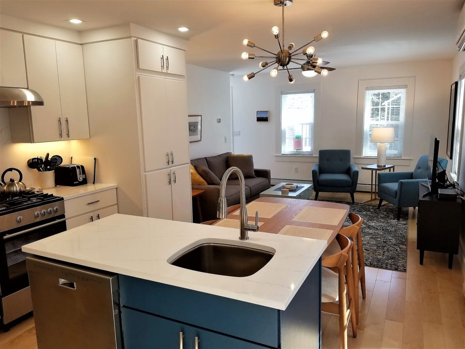 Open plan living, dining, kitchen. 
