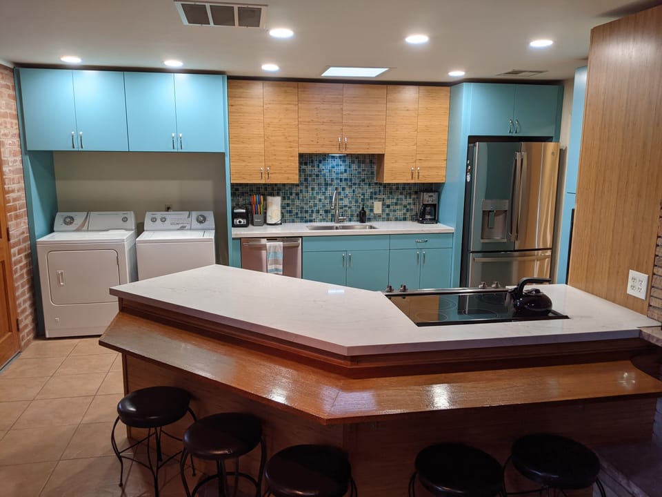 Completely remodeled large custom kitchen with counter seating
