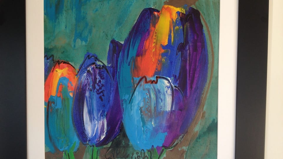 Some of our art - tulips at Poppy's!