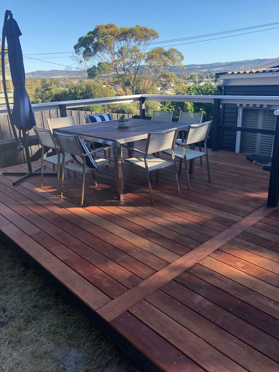 Large outdoor deck. 