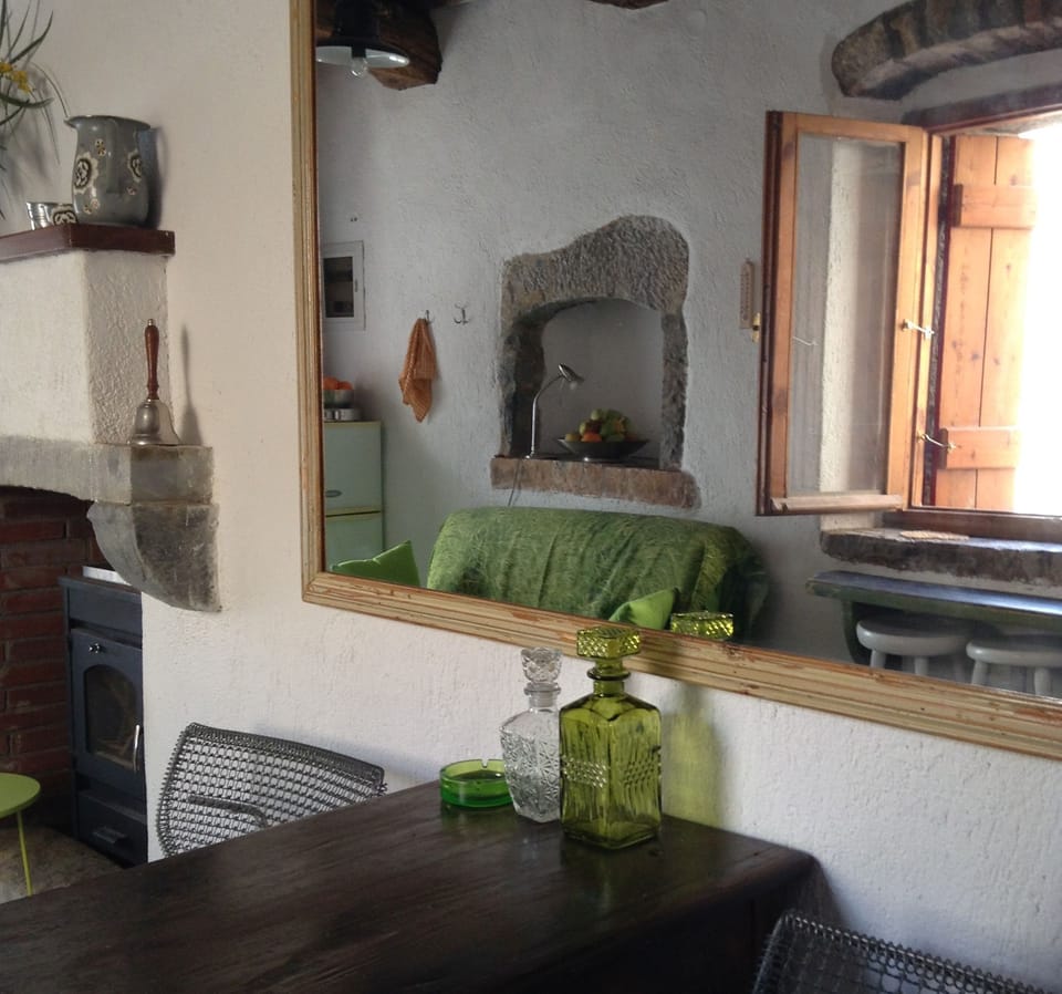 Desk in front of garden window