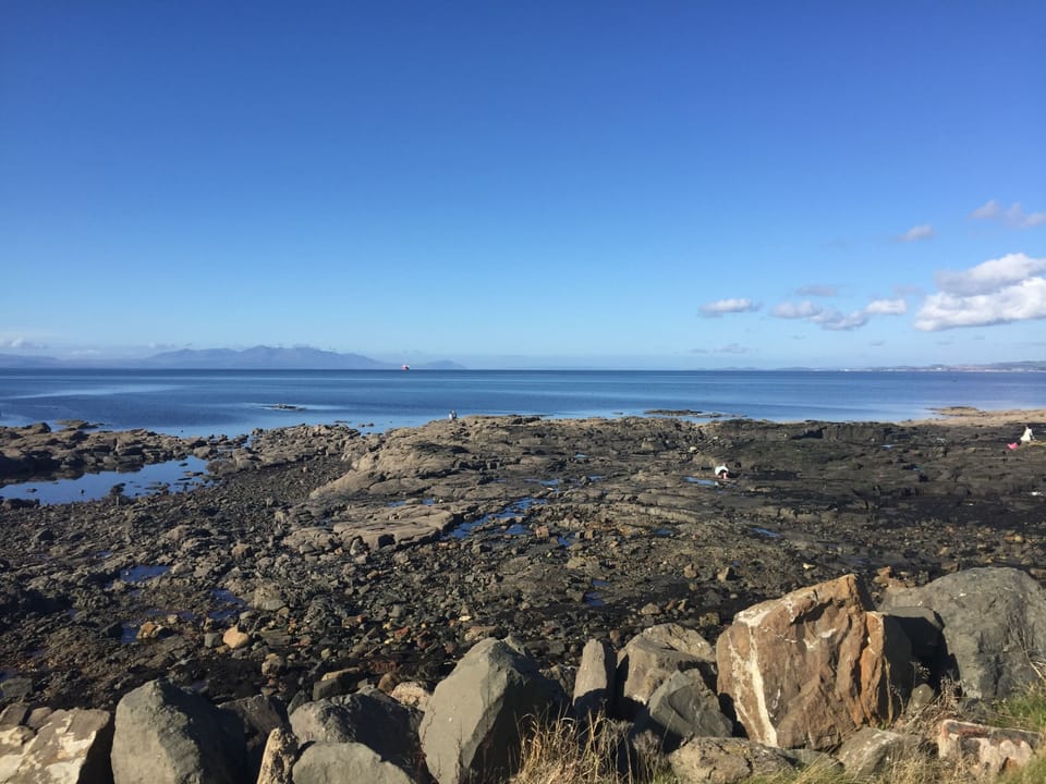 View from a picnic bench at the Wee Hurrie Fish & Chip Shop in Troon.