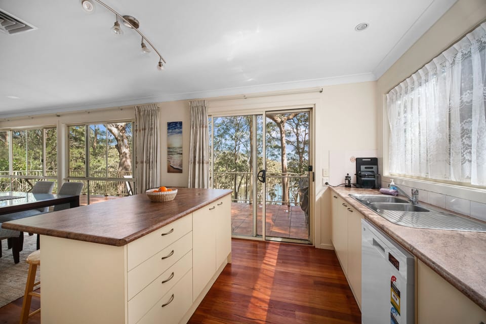 Kitchen and breakfast bar with a view
