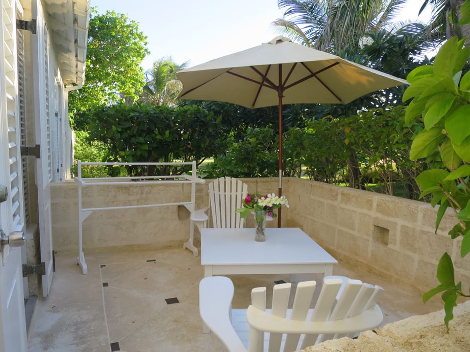 terrace in tropical garden setting