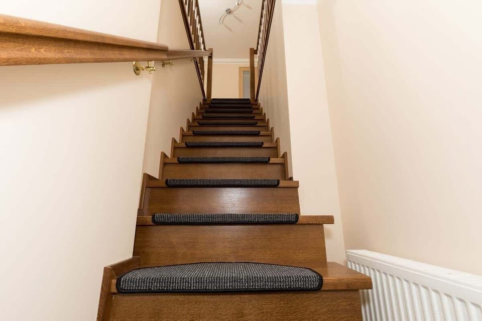 Wooden staircase.