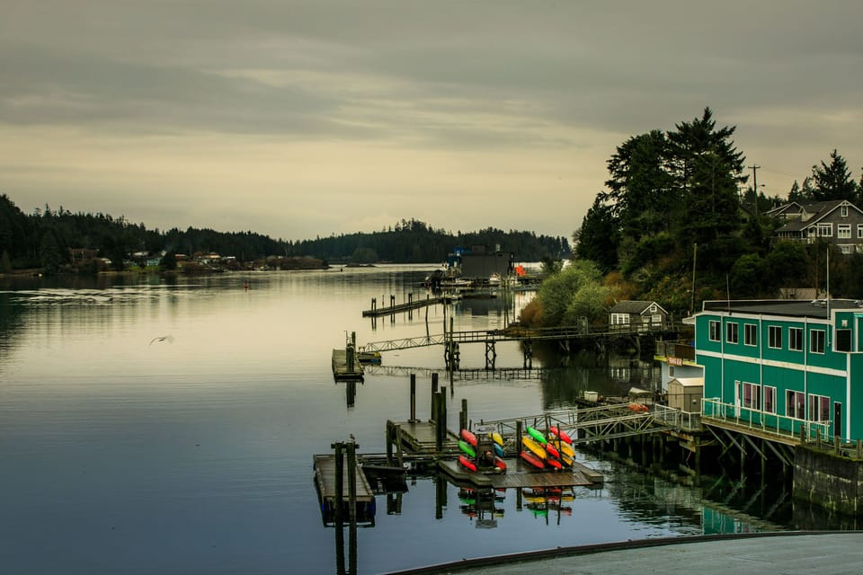 View at dusk up the inlet