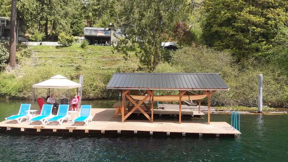 View from the Lake to the dock and house.