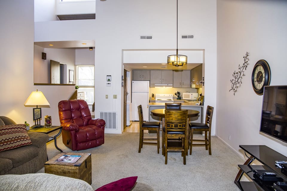 Living area and open dining