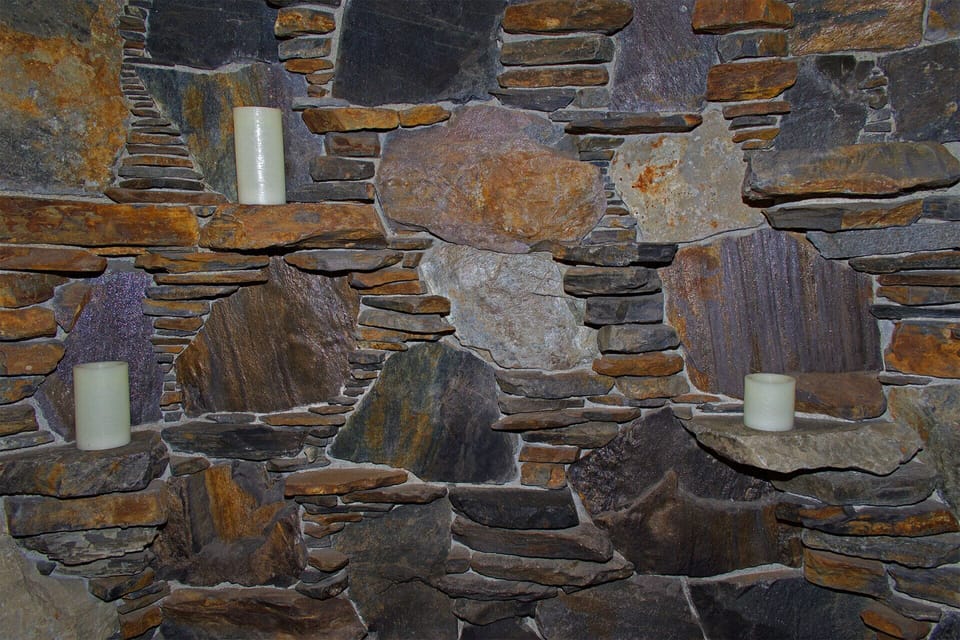 Rock art on fireplace