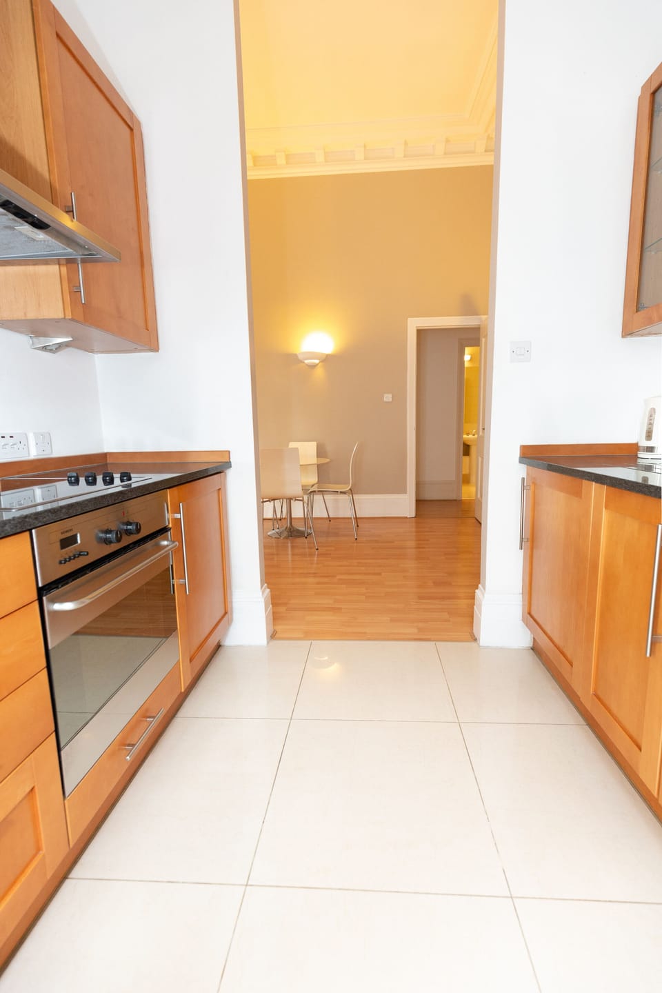 kitchen leading to reception