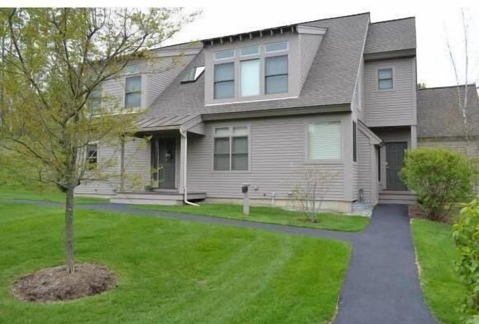 Outside view from the courtyard.  A common green space on the other side!
