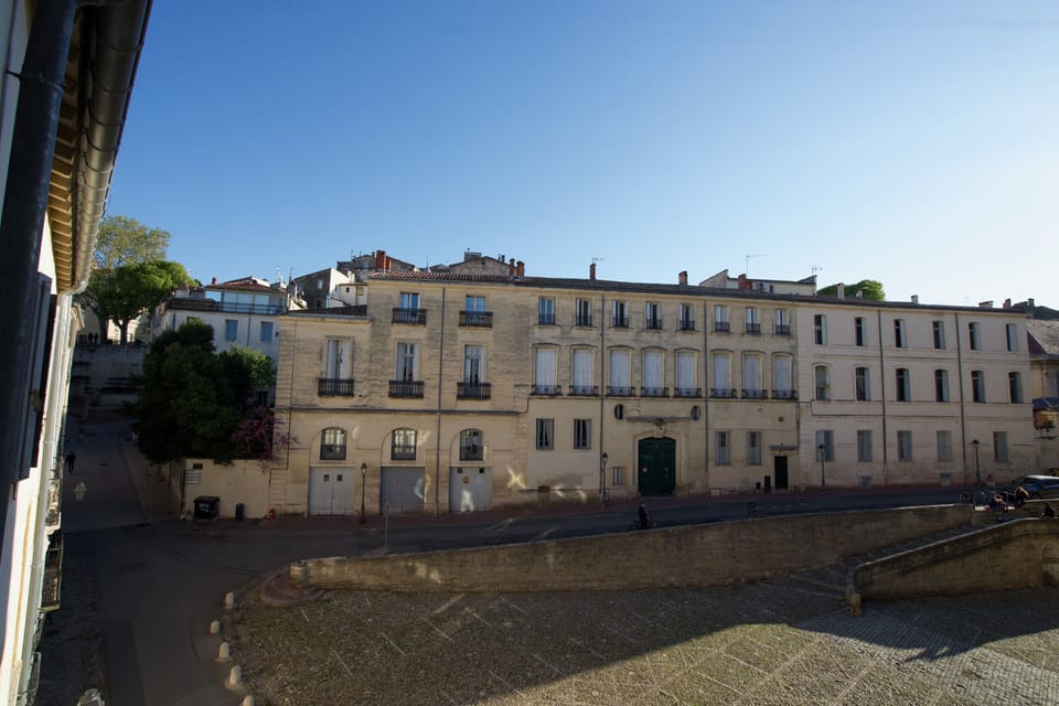 From the windows. Up left, place de la Canourgue is just 200m away.   