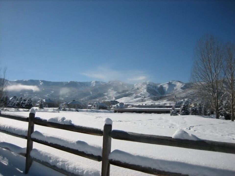 Open space adjacent to townhouse with views of the Canyons Ski Resort