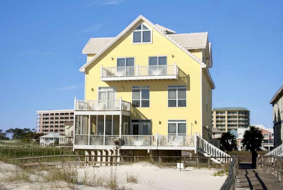 View of house from beach boardwalk