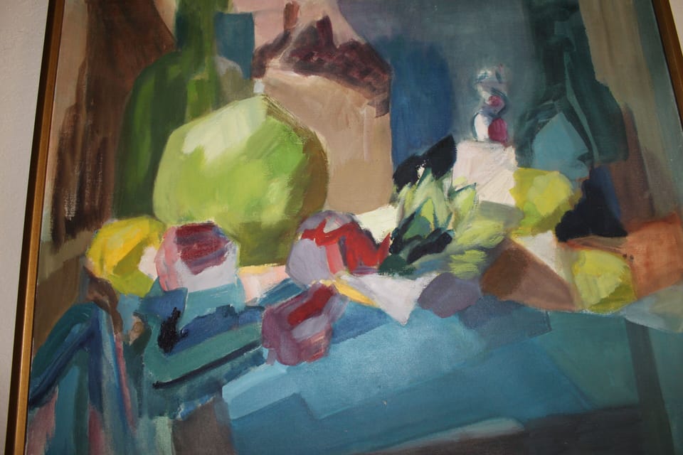 One of the original oils on the way down the hall.