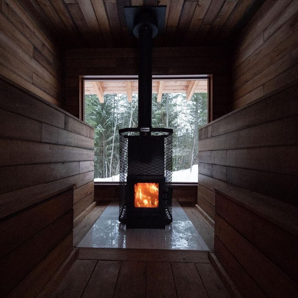 Wood-fired sauna.