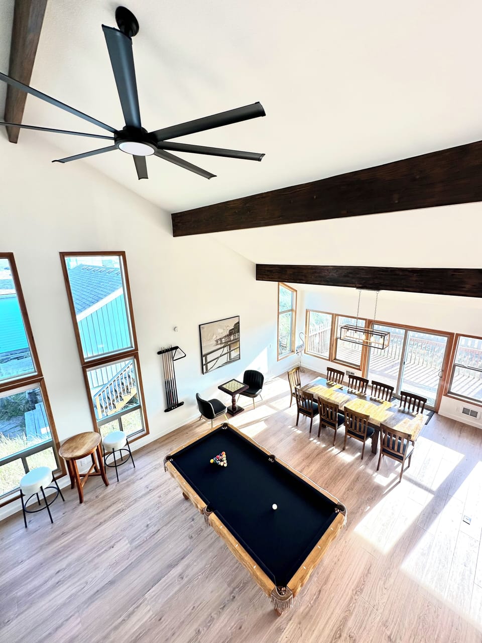 Dining Room, Pool Table with Vaulted Ceilings