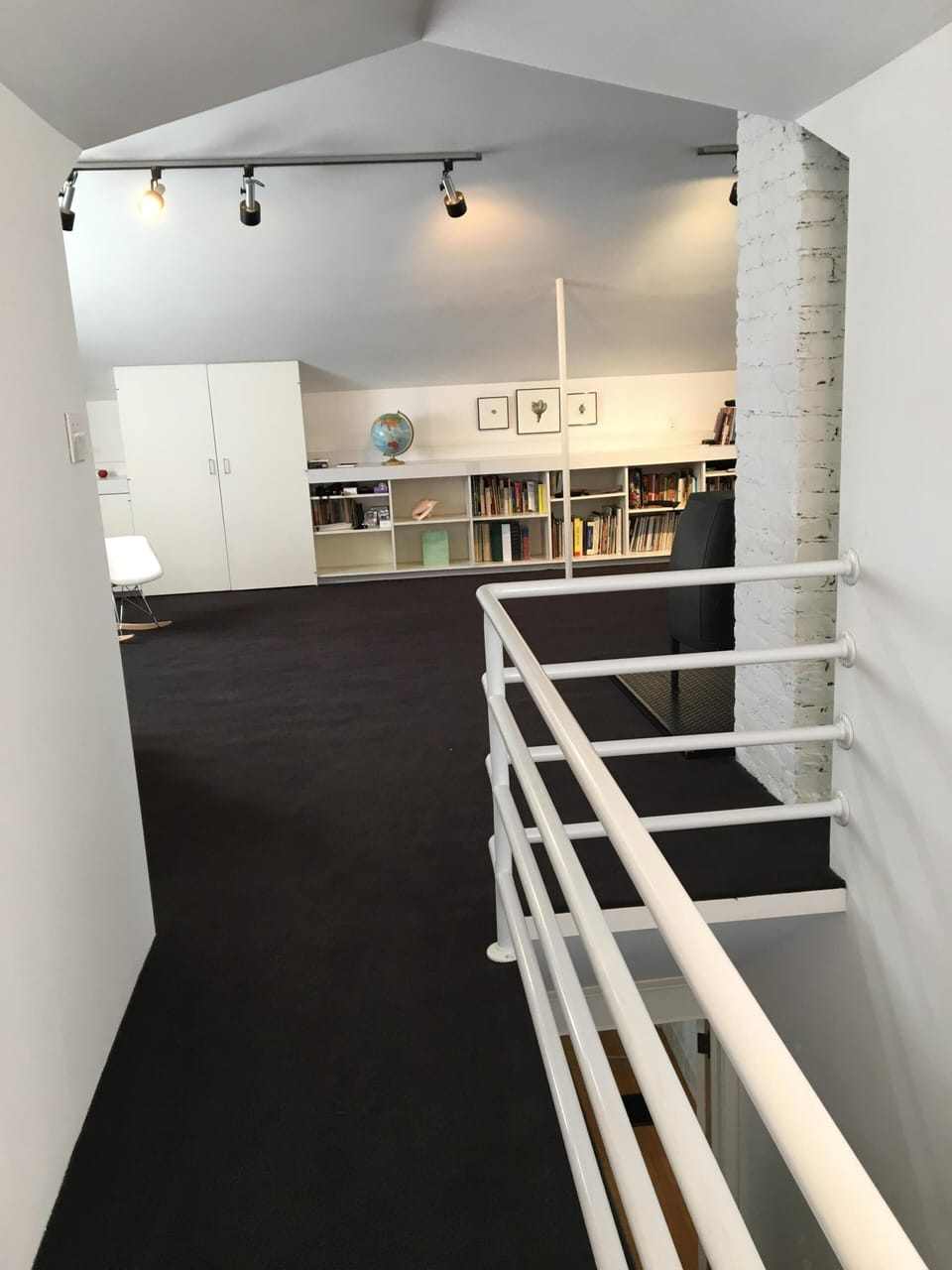 Stairway to upstairs master suite (800 Sq ft)  Lots of room for kids on floor