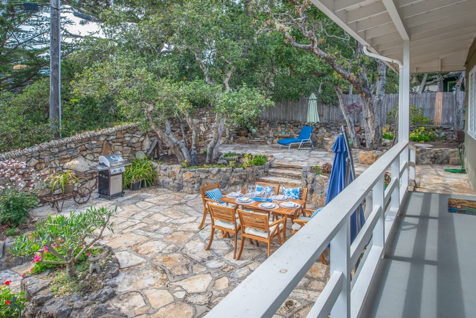 Terraced Patios and Stone Privacy Wall