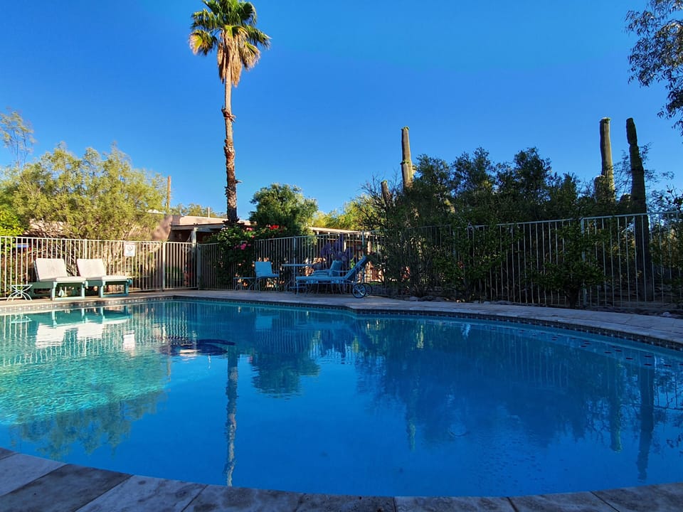 Pool large enough to swim laps. 