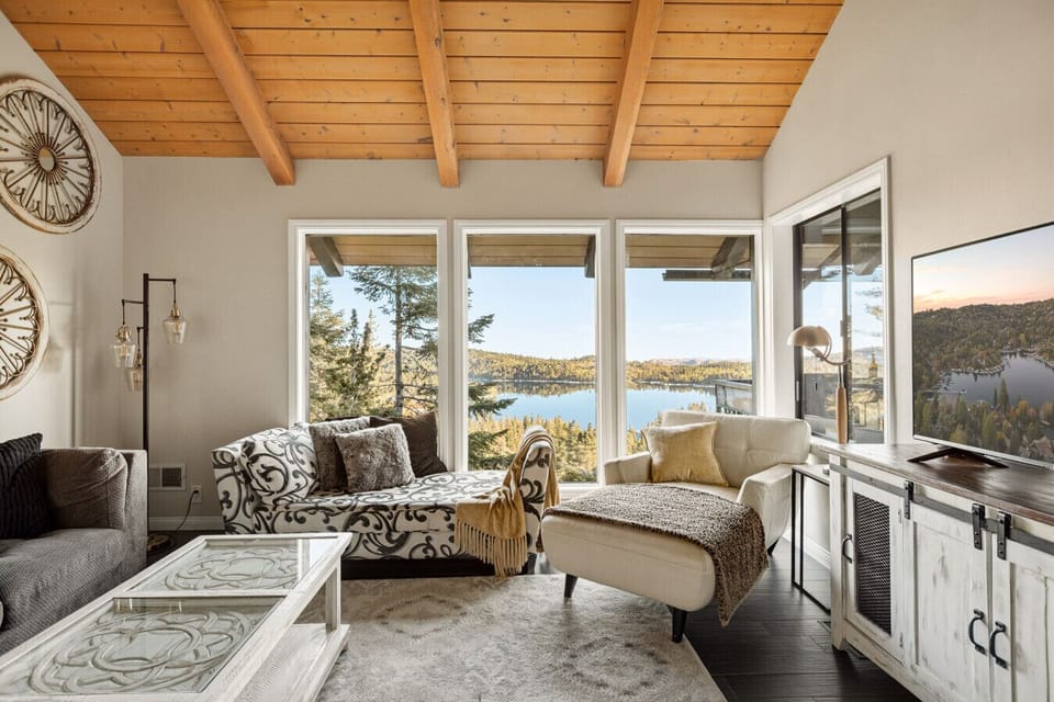 Living room with a view is stylish and comfortable