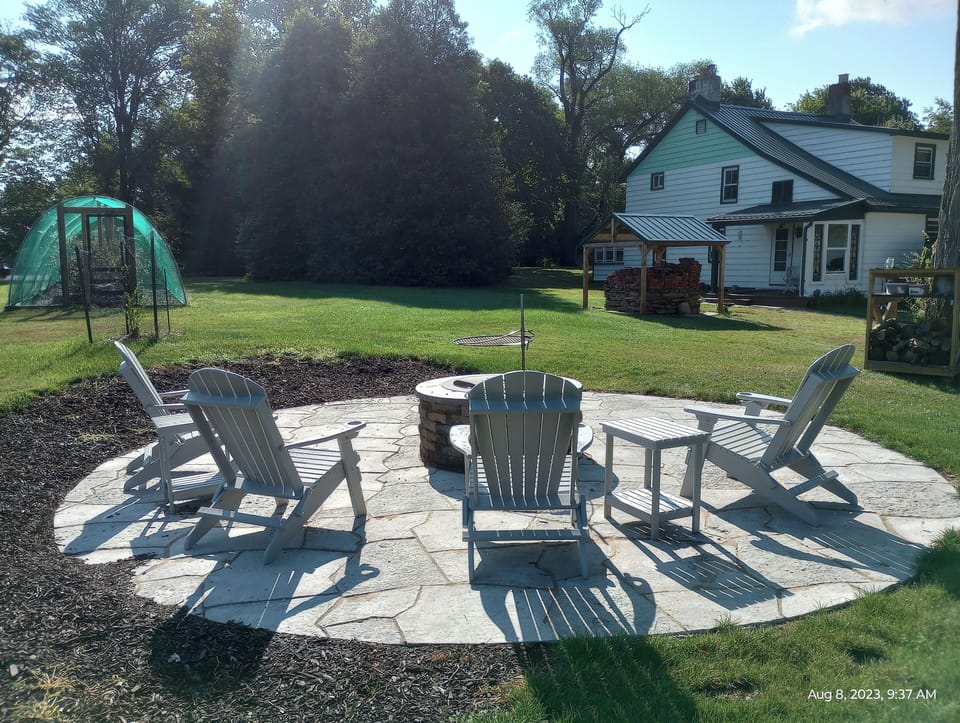 Enjoy a cookout at the new fire pit.  Firewood and cooking utensils provided.