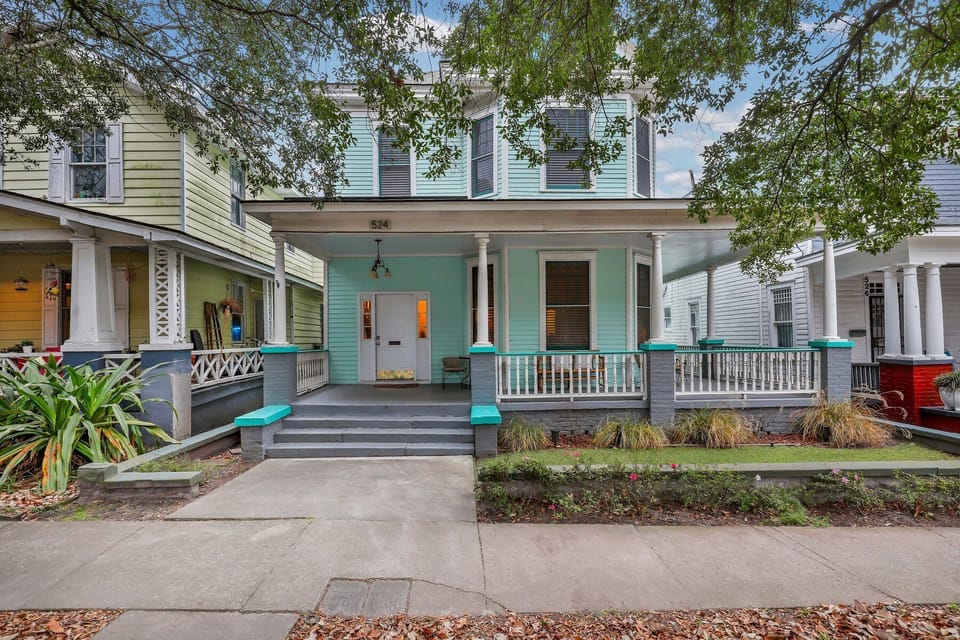 Park on the street in front of the house or park in a fenced in private backyard