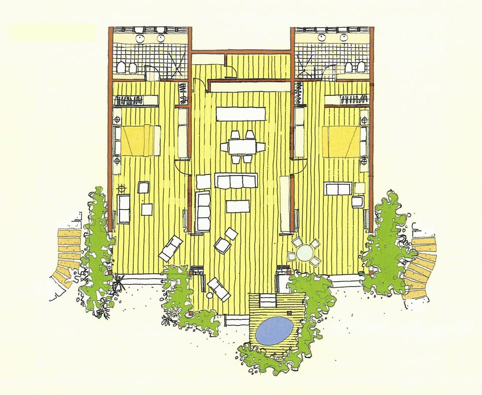 Floor plan of my fabulous 2 bedroom, 2 bathroom apartment complete with spa pool