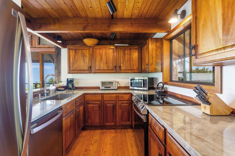 Kitchen with quartzite counters