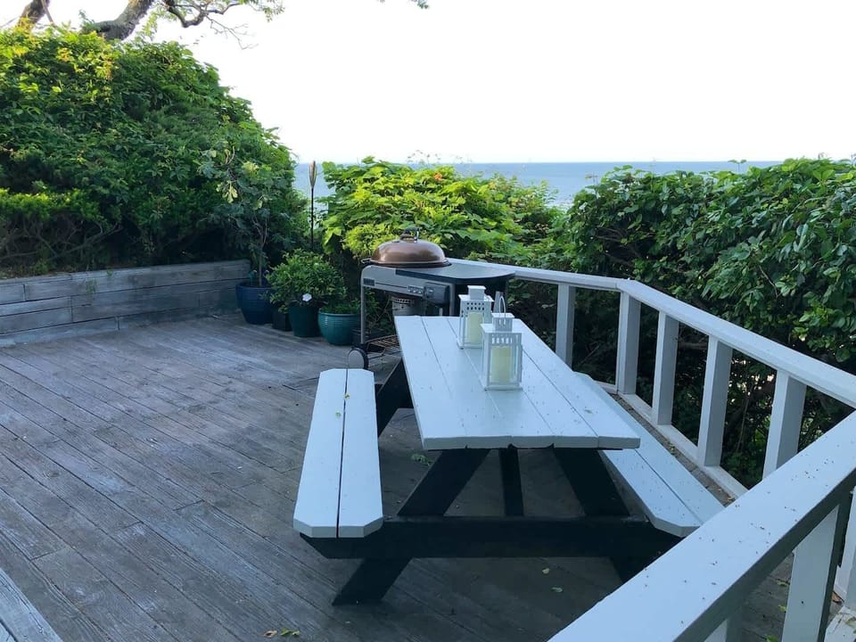 Deck with picnic table overlooking the Sound