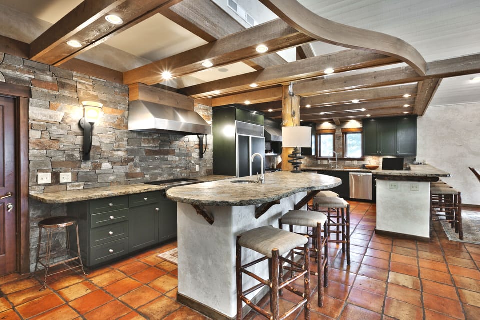 Gourmet kitchen with indoor bbq and seating for 10