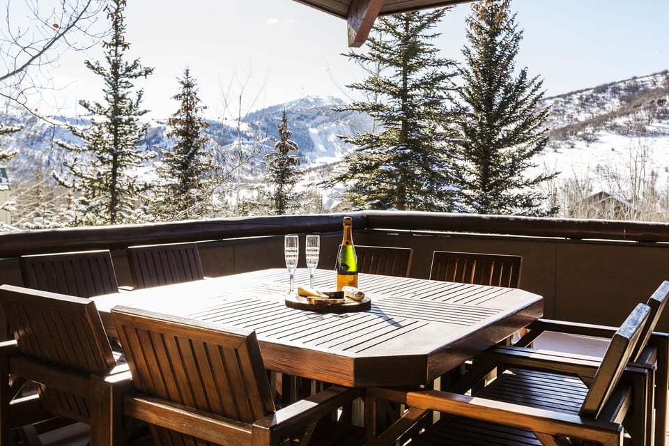 View from the patio, is set to take in to the Deer Valley ski slopes  