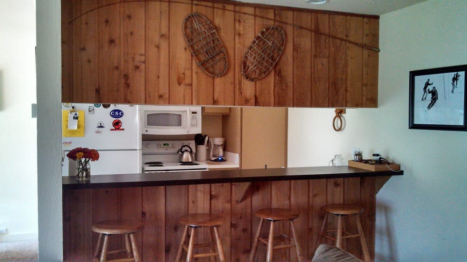Bar and kitchen.