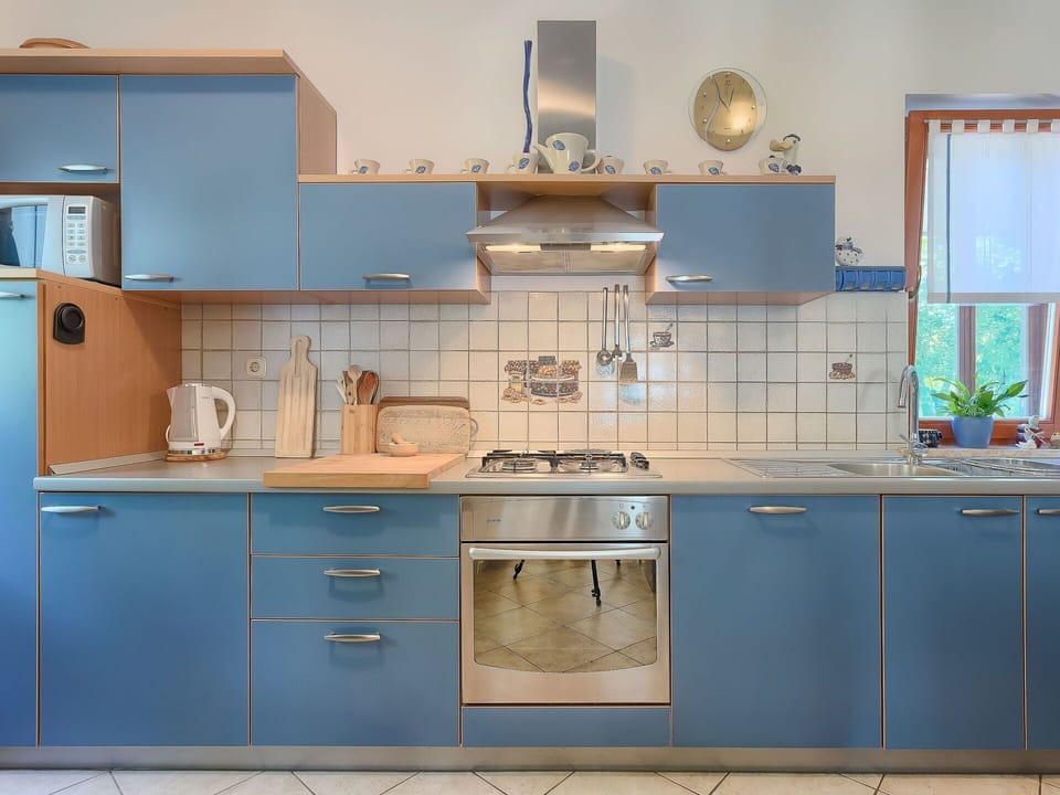 Blue, Room, Kitchen, Cabinetry, Furniture, Property, Turquoise, House, Interior Design, Architecture