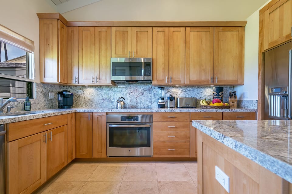 High end, well-stocked kitchen