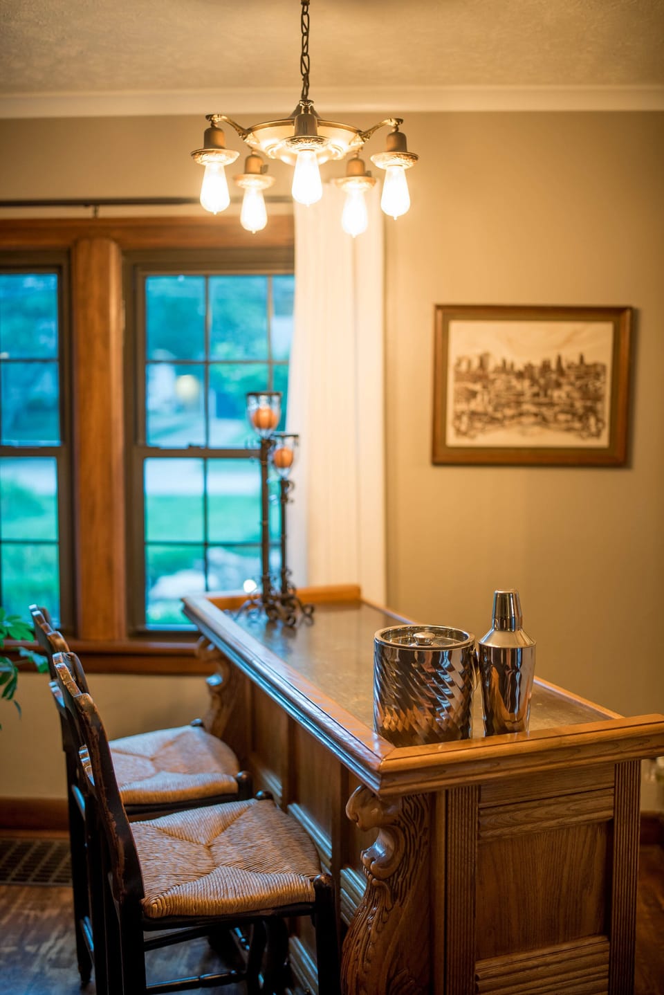 Bar with games on shelves 
