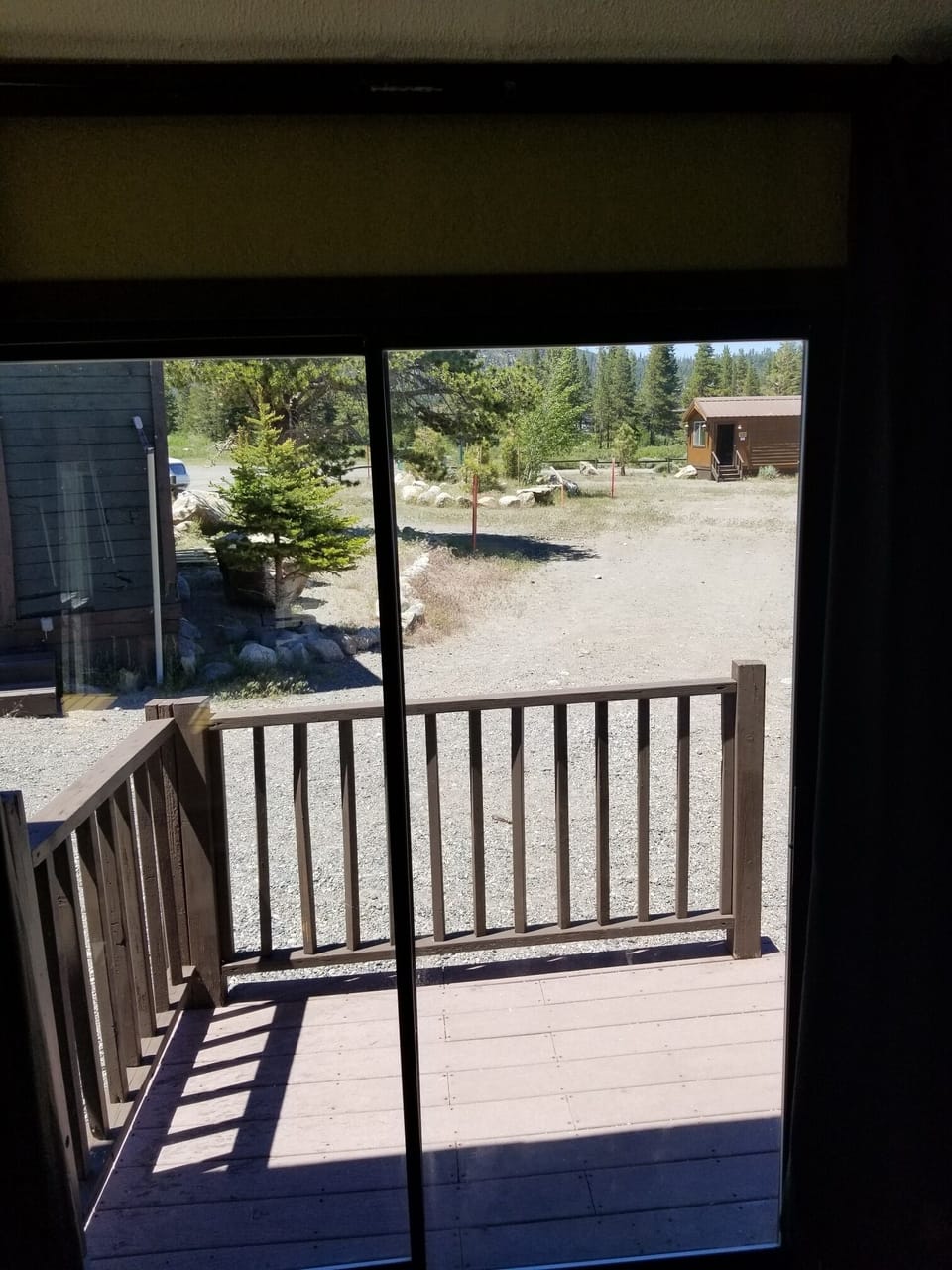 View from living room sofa in summer time