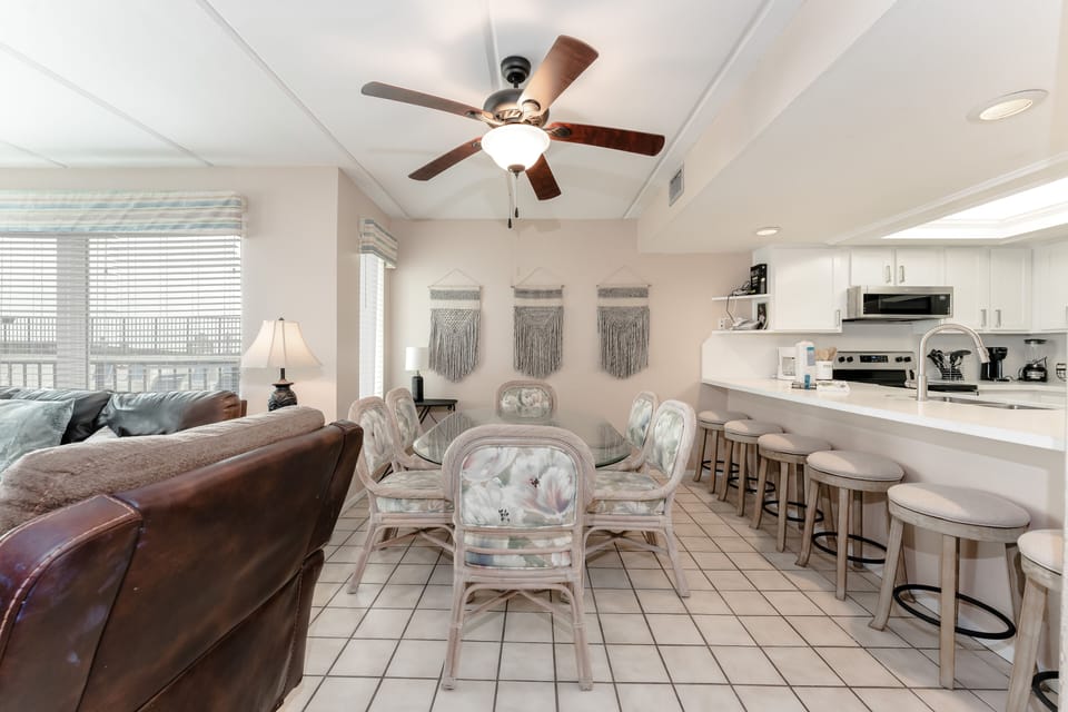Our dining area is a cute little space for a game-night, pizza party, or a home-cooked meal.