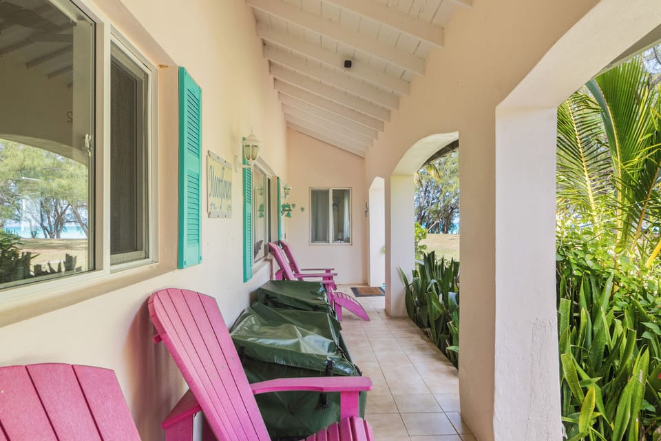 Side porch with ocean views.