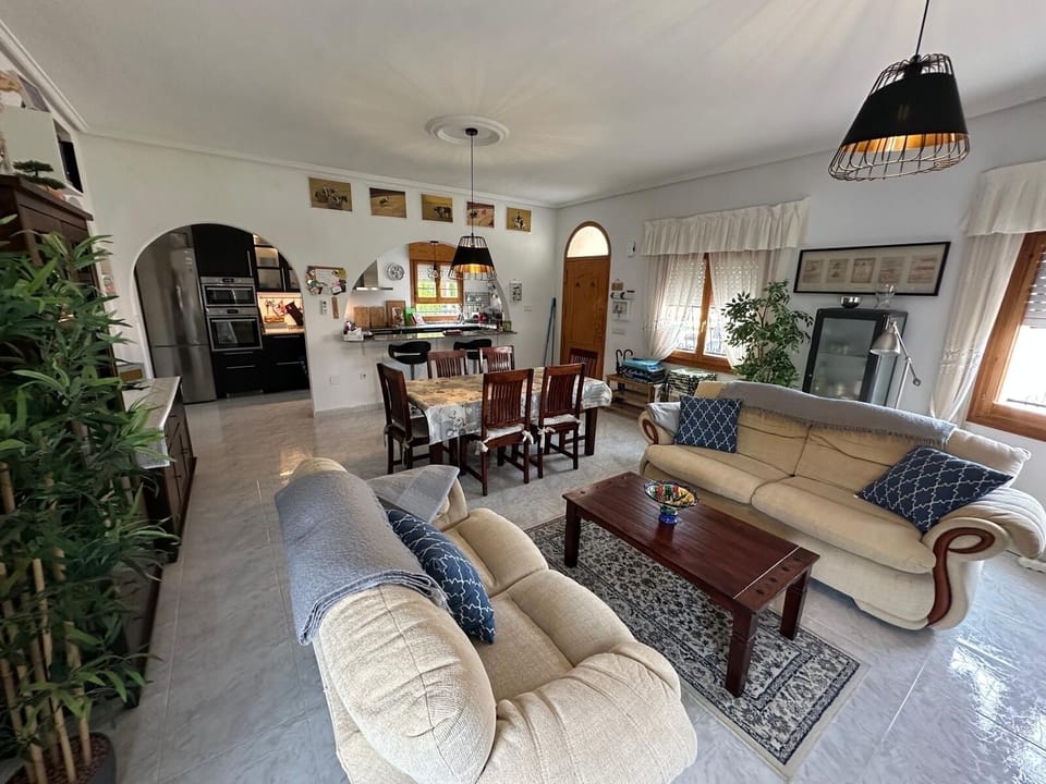 Open plan living room and kitchen