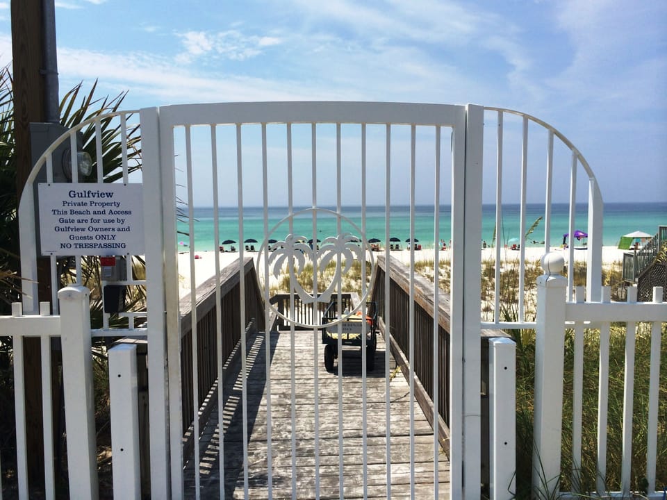 Private Beach Entrance with coded entry gate