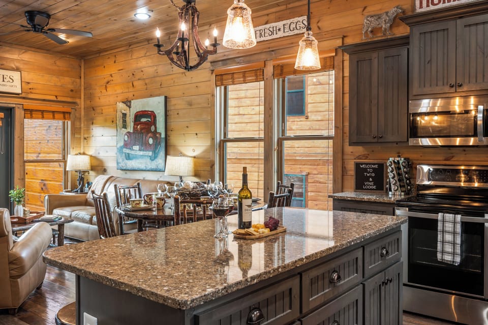 Kitchen island with plenty of seating.