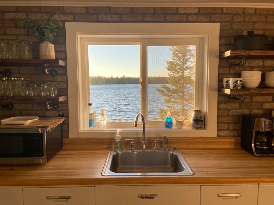 Kitchen view to lake stunning 