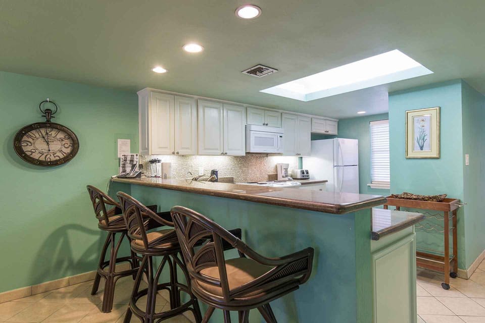 The kitchen is fully equipped with everything you might need for cooking.