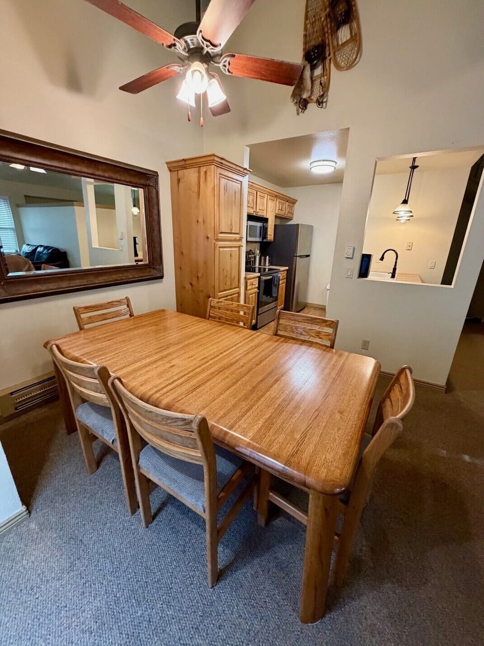 6-person dining table plus 3 bar stools 