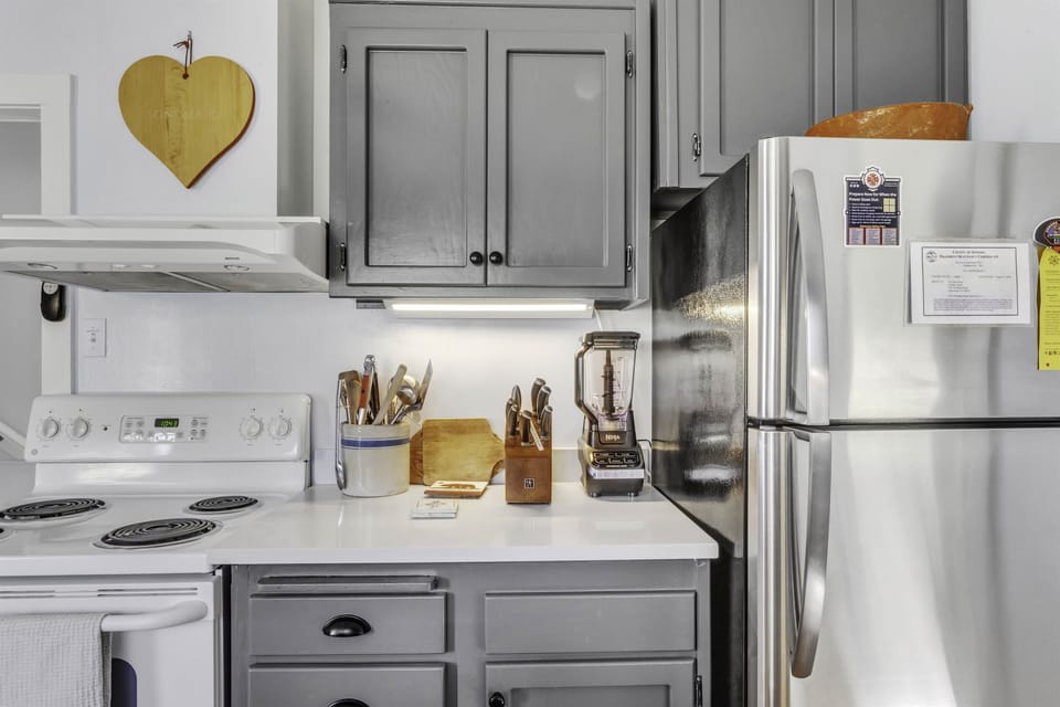 Blender, good knives and other kitchen necessities.