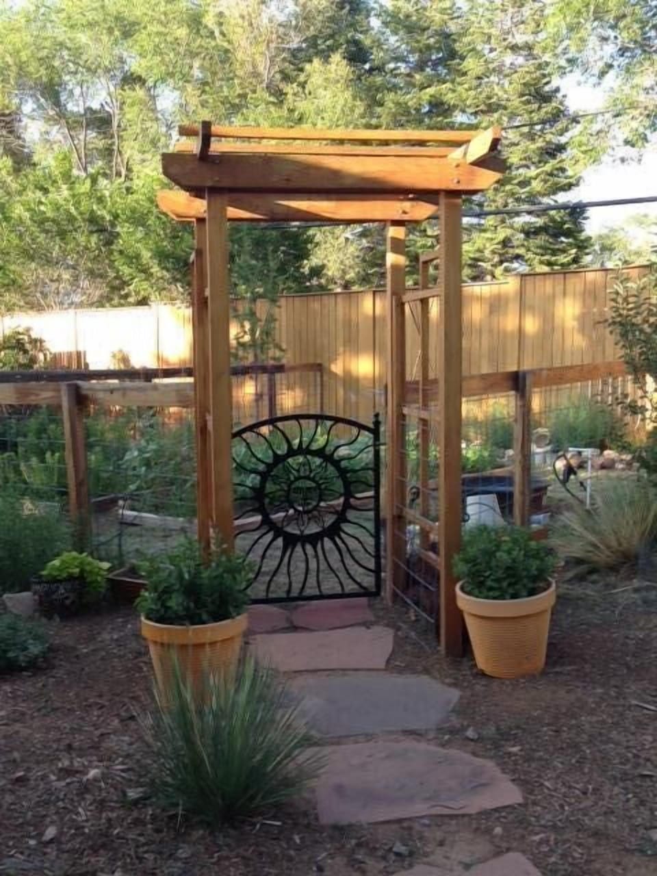Gated outdoor garden area